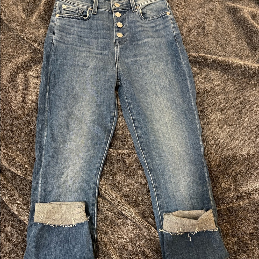 7 For All Mankind Straight Leg Blue Jeans